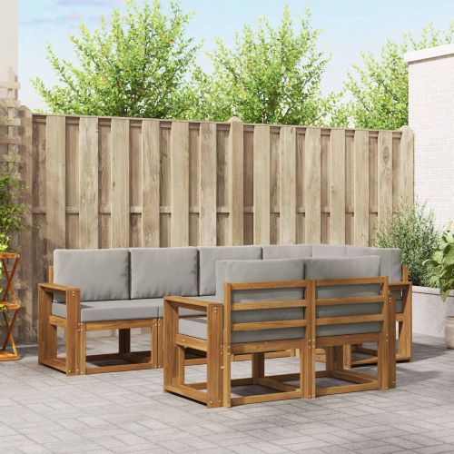 Комплект дивани за открито 7 pcs Естествено и светло сиво