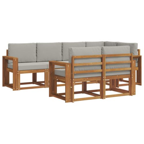 Комплект дивани за открито 7 pcs Естествено и светло сиво