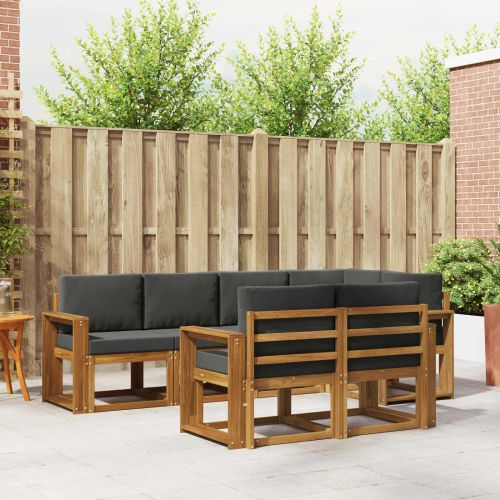 Комплект дивани за открито 7 pcs Натурален и Антрацит