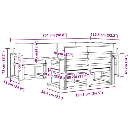Комплект дивани за открито 7 pcs Натурален и Антрацит