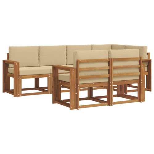 Комплект дивани за открито 7 pcs Натурален и Бежов