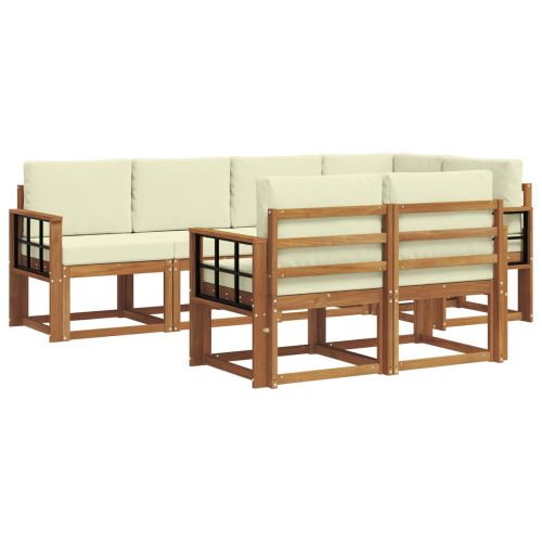 Комплект дивани за открито 7 pcs Натурален и Крема