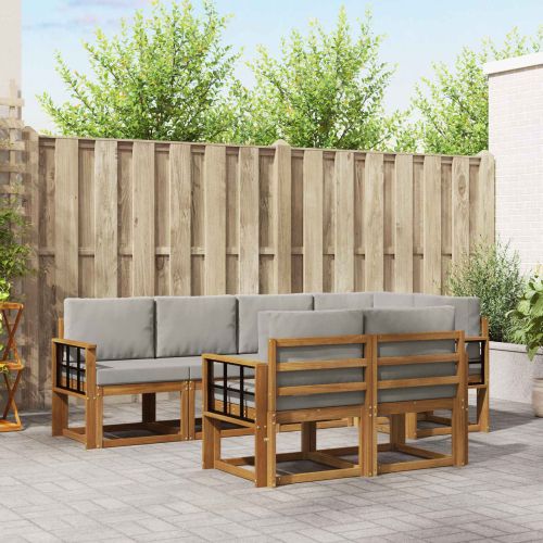 Комплект дивани за открито 7 pcs Естествено и светло сиво