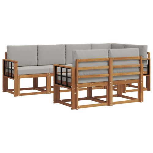 Комплект дивани за открито 7 pcs Естествено и светло сиво