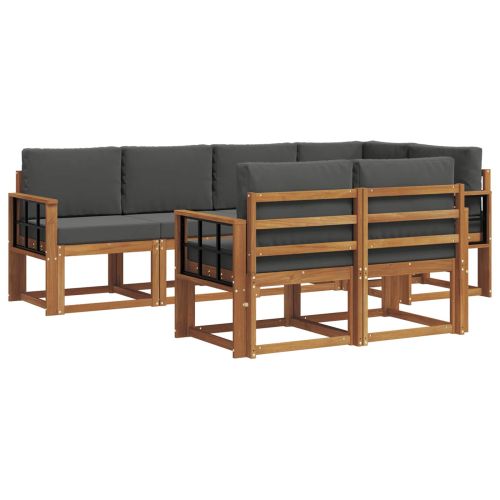 Комплект дивани за открито 7 pcs Натурален и Антрацит