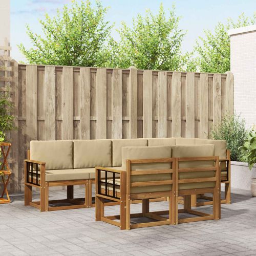 Комплект дивани за открито 7 pcs Натурален и Бежов