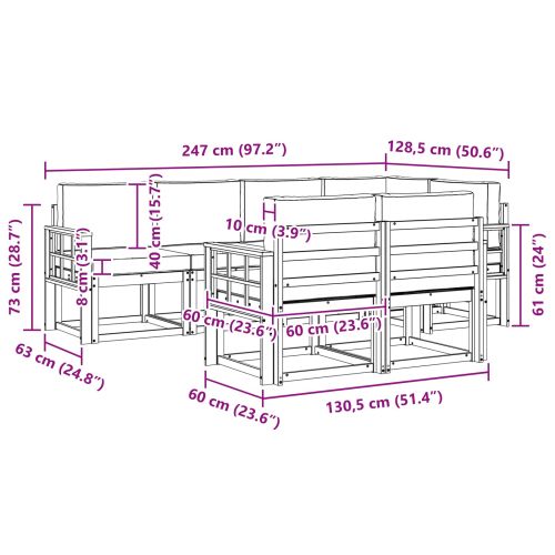 Комплект дивани за открито 7 pcs Натурален и Бежов