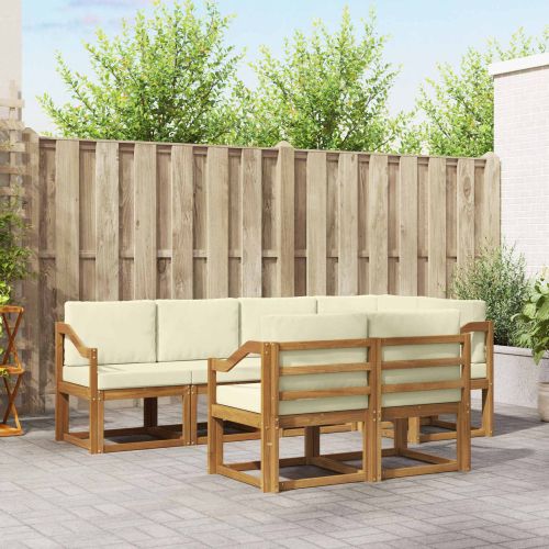 Комплект дивани за открито 7 pcs Натурален и Крема