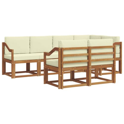 Комплект дивани за открито 7 pcs Натурален и Крема