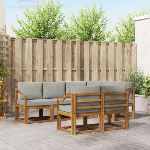 Комплект дивани за открито 7 pcs Естествено и светло сиво