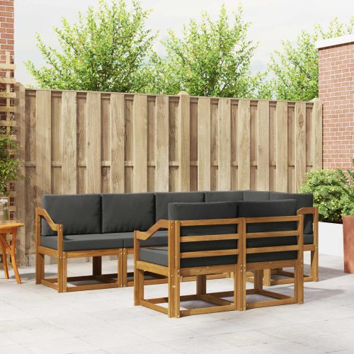 Комплект дивани за открито 7 pcs Натурален и Антрацит