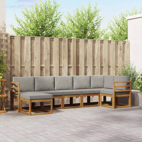 Комплект дивани за открито 7 pcs Естествено и светло сиво