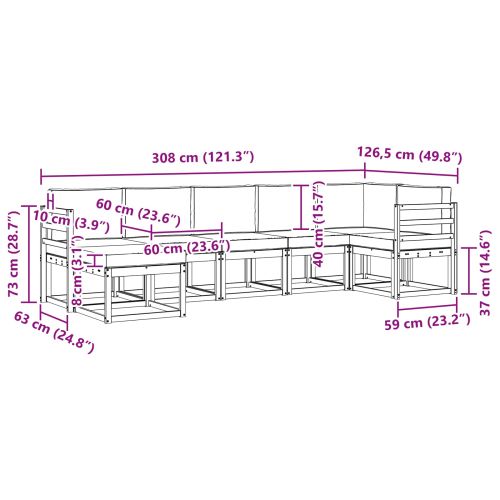 Комплект дивани за открито 7 pcs Натурален и Антрацит