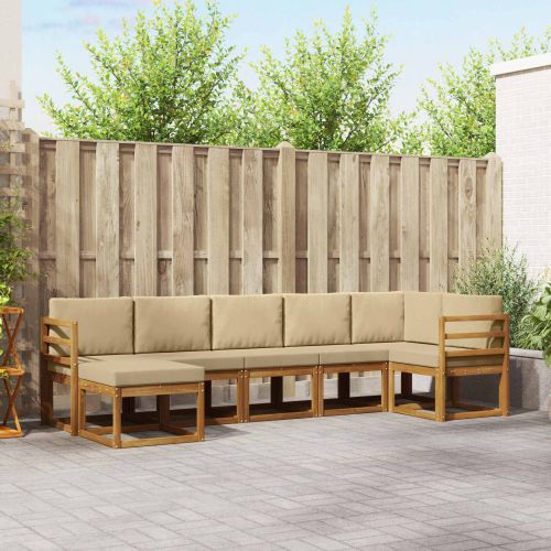 Комплект дивани за открито 7 pcs Натурален и Бежов