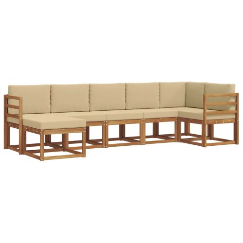 Комплект дивани за открито 7 pcs Натурален и Бежов