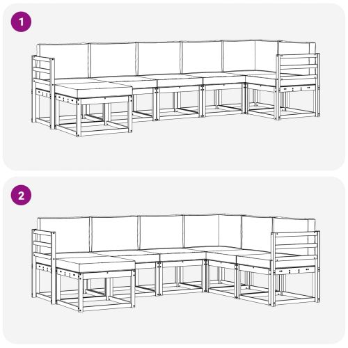 Комплект дивани за открито 7 pcs Натурален и Бежов
