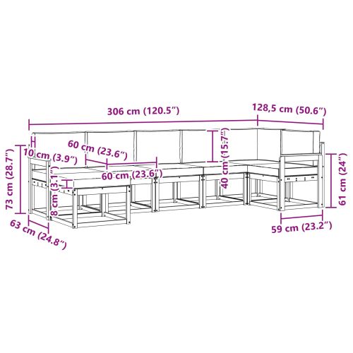 Комплект дивани за открито 7 pcs Естествено и светло сиво