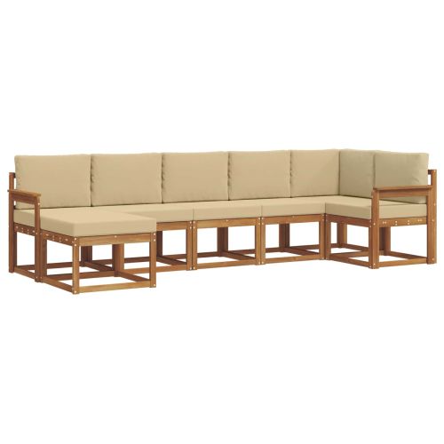 Комплект дивани за открито 7 pcs Натурален и Бежов