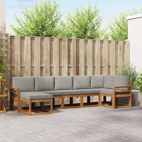 Комплект дивани за открито 7 pcs Естествено и светло сиво