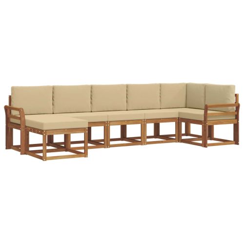 Комплект дивани за открито 7 pcs Натурален и Бежов
