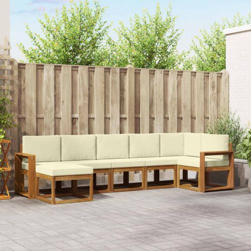 Комплект дивани за открито 7 pcs Натурален и Крема