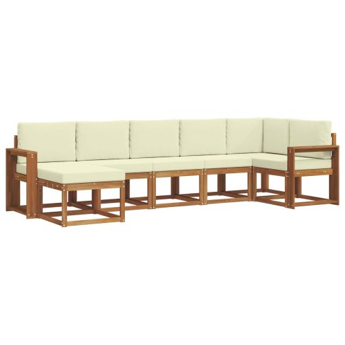 Комплект дивани за открито 7 pcs Натурален и Крема