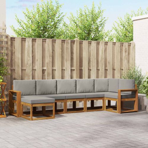 Комплект дивани за открито 7 pcs Естествено и светло сиво