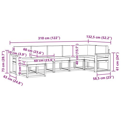 Комплект дивани за открито 7 pcs Естествено и светло сиво