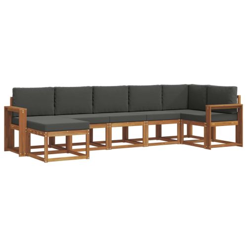 Комплект дивани за открито 7 pcs Натурален и Антрацит