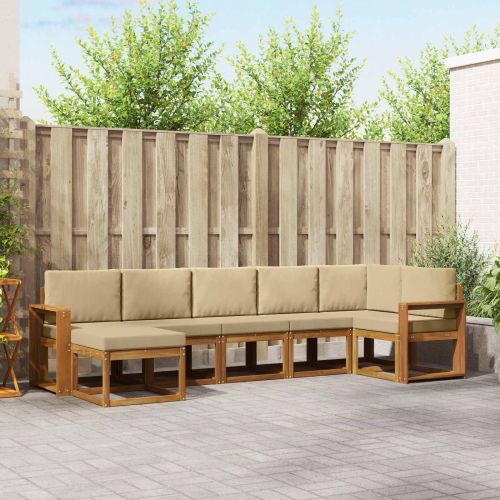 Комплект дивани за открито 7 pcs Натурален и Бежов