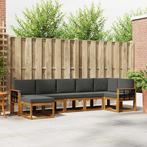 Комплект дивани за открито 7 pcs Натурален и Антрацит