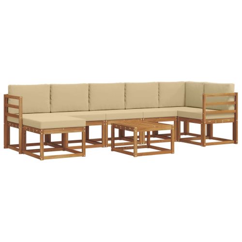 Комплект дивани за открито 8 pcs Натурален и Бежов