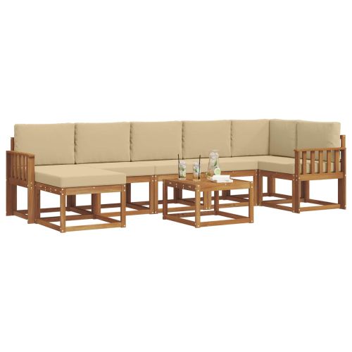 Комплект дивани за открито 8 pcs Натурален и Бежов