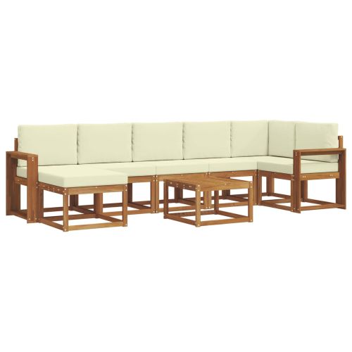 Комплект дивани за открито 8 pcs Натурален и Крема