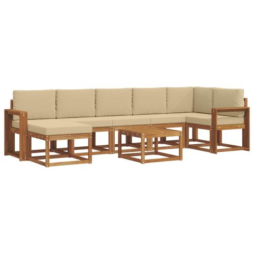Комплект дивани за открито 8 pcs Натурален и Бежов