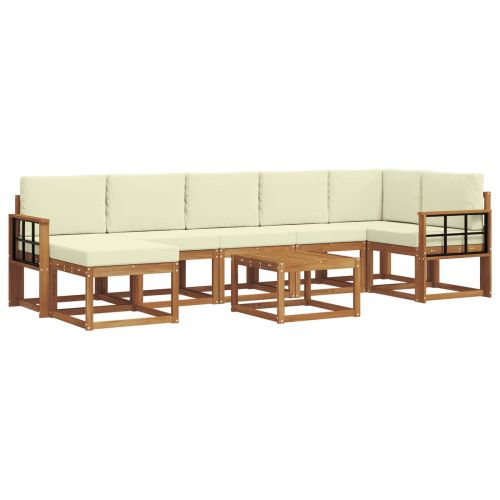 Комплект дивани за открито 8 pcs Натурален и Крема