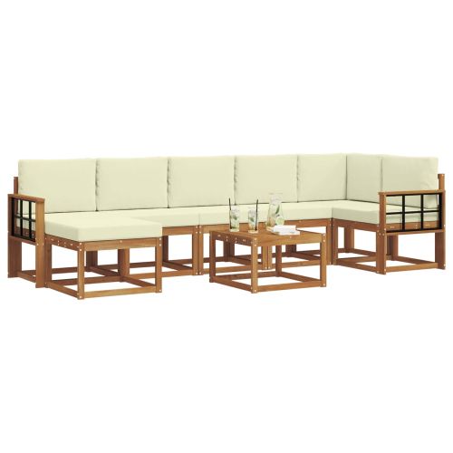 Комплект дивани за открито 8 pcs Натурален и Крема
