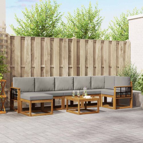 Комплект дивани за открито 8 pcs Естествено и светло сиво