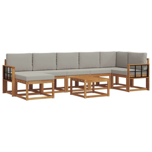 Комплект дивани за открито 8 pcs Естествено и светло сиво