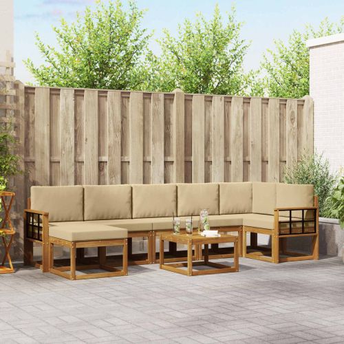 Комплект дивани за открито 8 pcs Натурален и Бежов