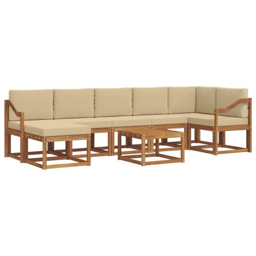 Комплект дивани за открито 8 pcs Натурален и Бежов