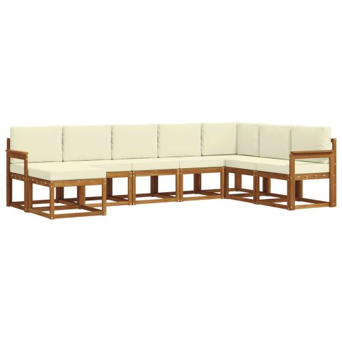 Комплект дивани за открито 8 pcs Натурален и Крема