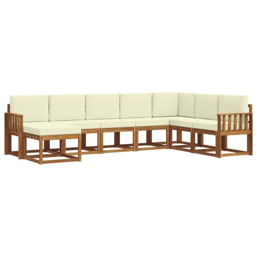 Комплект дивани за открито 8 pcs Натурален и Крема