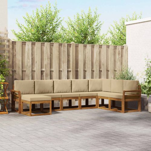 Комплект дивани за открито 8 pcs Натурален и Бежов