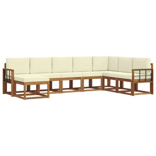 Комплект дивани за открито 8 pcs Натурален и Крема