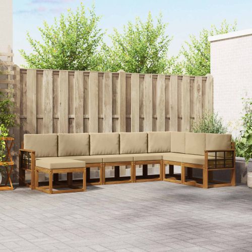 Комплект дивани за открито 8 pcs Натурален и Бежов