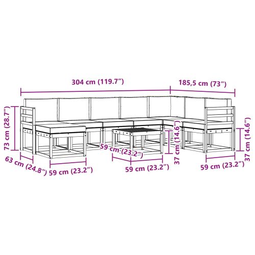 Комплект дивани за открито 9 pcs Натурален и Бежов