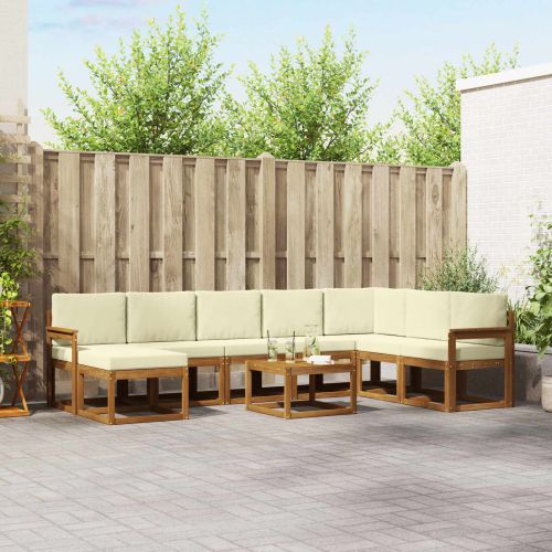 Комплект дивани за открито 9 pcs Натурален и Крема