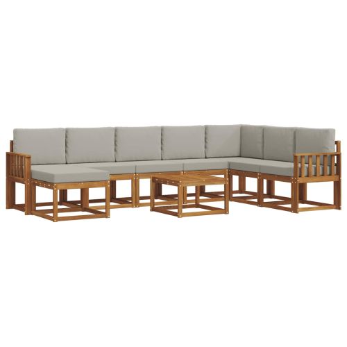 Комплект дивани за открито 9 pcs Естествено и светло сиво