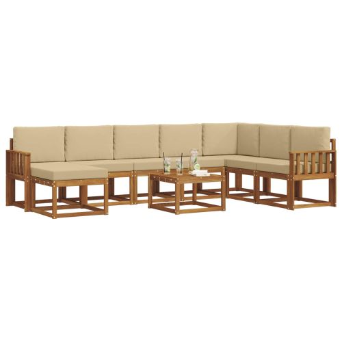Комплект дивани за открито 9 pcs Натурален и Бежов